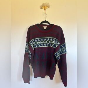 Vintage Windridge Geometric Nordic Sweater – Made in Korea – M (Oversized)